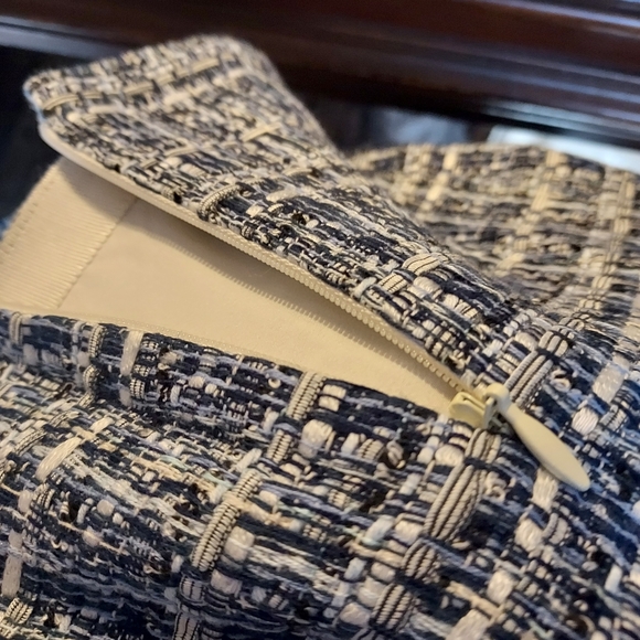 Talbots Petites Cotton/Poly Blend Tapestry 2pc Suit: Navy/Grey/Cream Tweed. NWT. - Picture 14 of 16